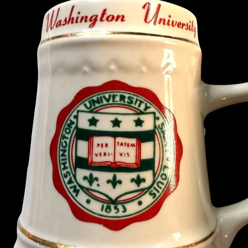 VTG Washington University Saint Louis Ceramic Crest Stein Cream Gold Miniature